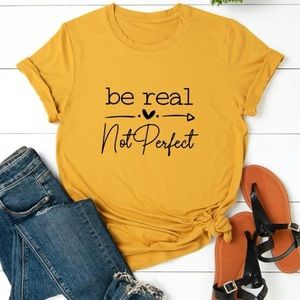 Shein Plus Heart & Slogan Graphic Tee Size 1XL/14 Mustard Yellow